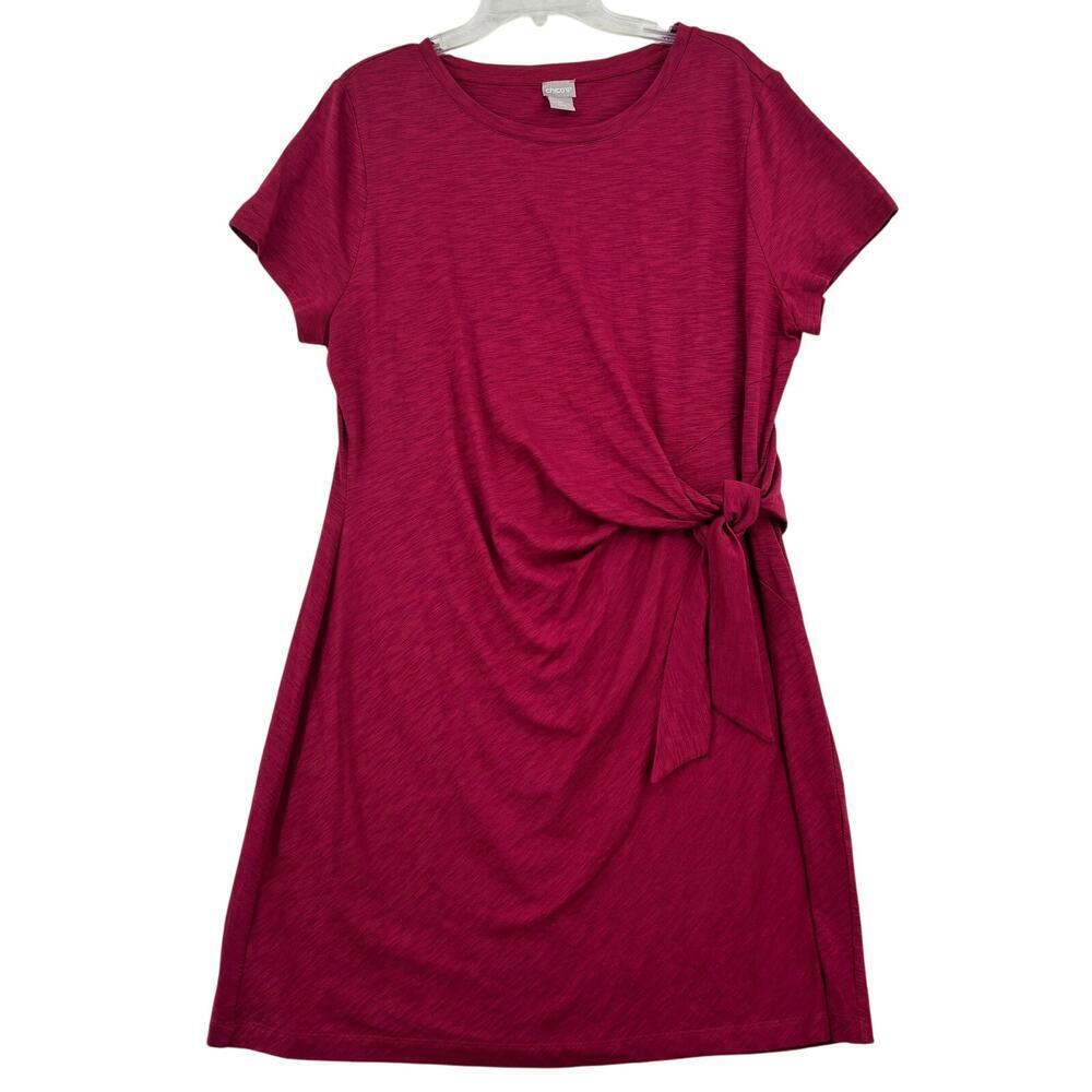 Chico's T-Shirt Dress Size 16P Red Side Tie Casual Athleisure‎ Stretch Knit
